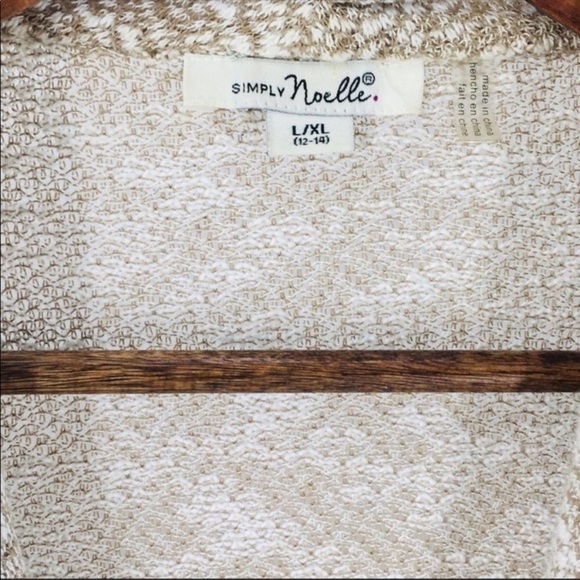 4/$45 SIMPLY Noelle Brown Off white Long Sleeve Asymmetrical Knit Cardigan XL - Picture 6 of 8